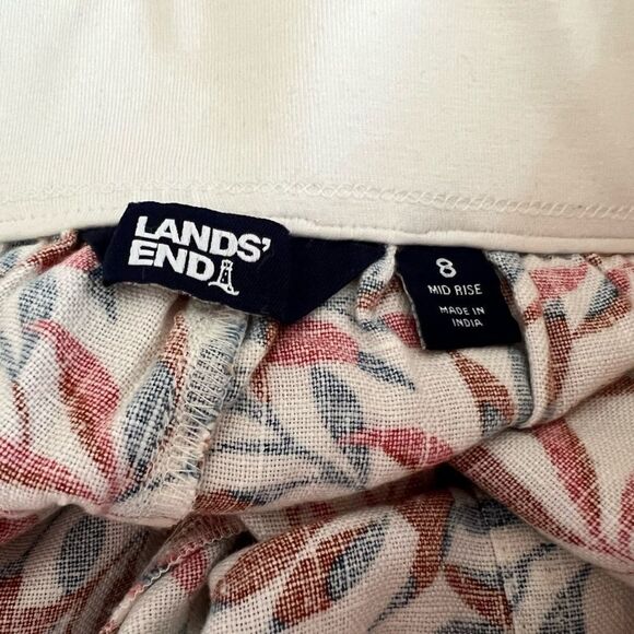Lands End Floral Print Linen Wide Leg Pants - Picture 5 of 6